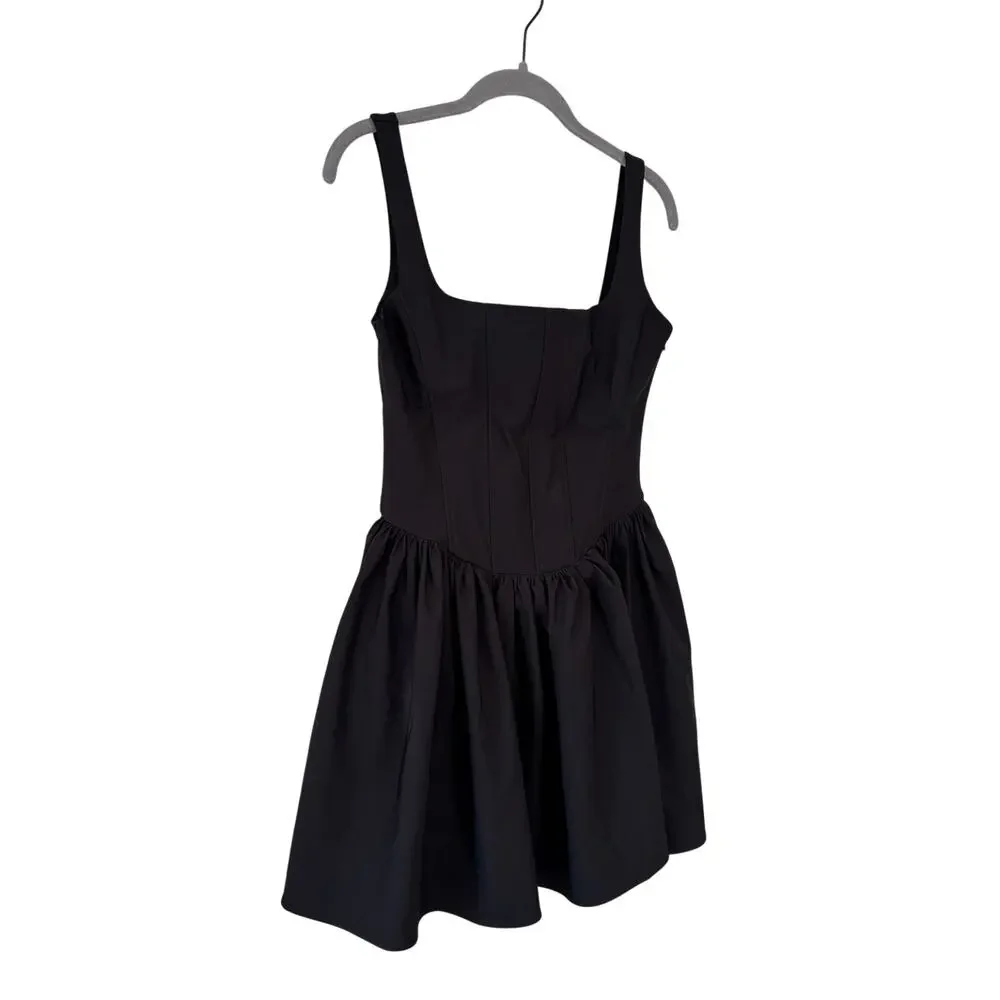 Zara Women’s Black Corset Fit Flare Mini Dress Square Neck Sleeveless Size S - Picture 3 of 10